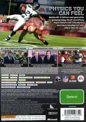 Madden NFL 13 (USA) box cover back